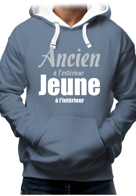 Sweat Adulte Ancien à l'extérieur et Jeune à l'intérieur