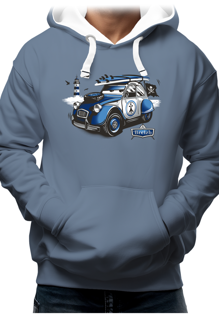 Sweat Adulte 2 cv sur la route de la Bretagne