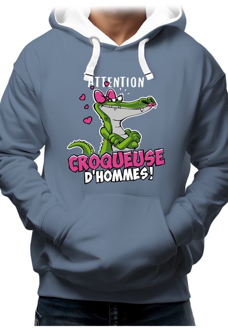 Sweat Adulte Crocodile attention croqueuse d'hommes