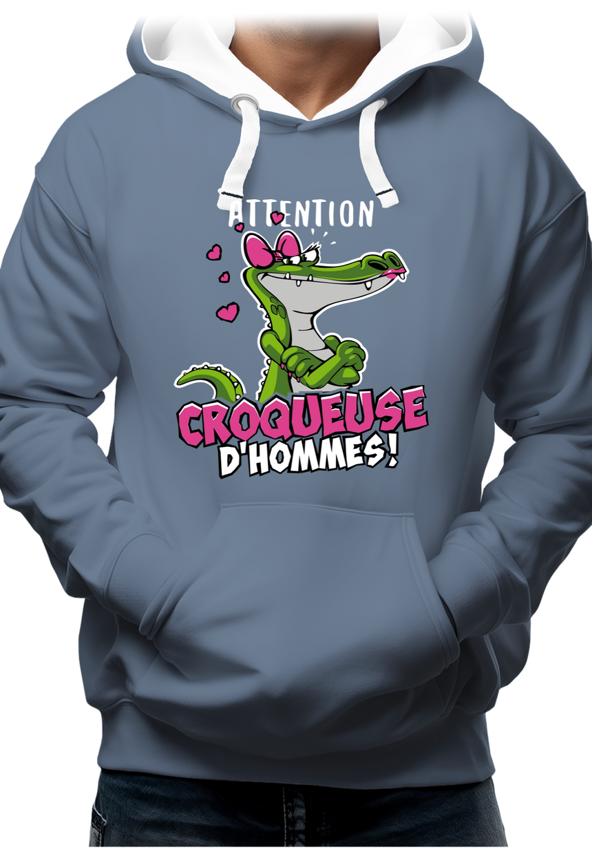 Sweat Adulte Crocodile attention croqueuse d'hommes