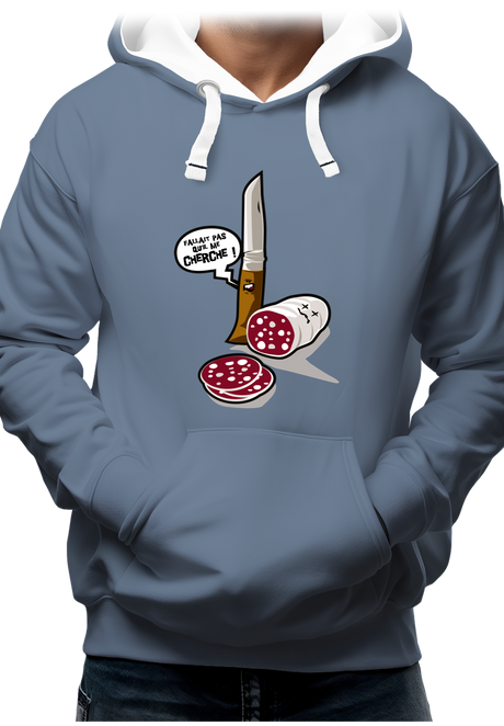 Sweat Adulte Fallait pas saucisson VS couteau de Savoie