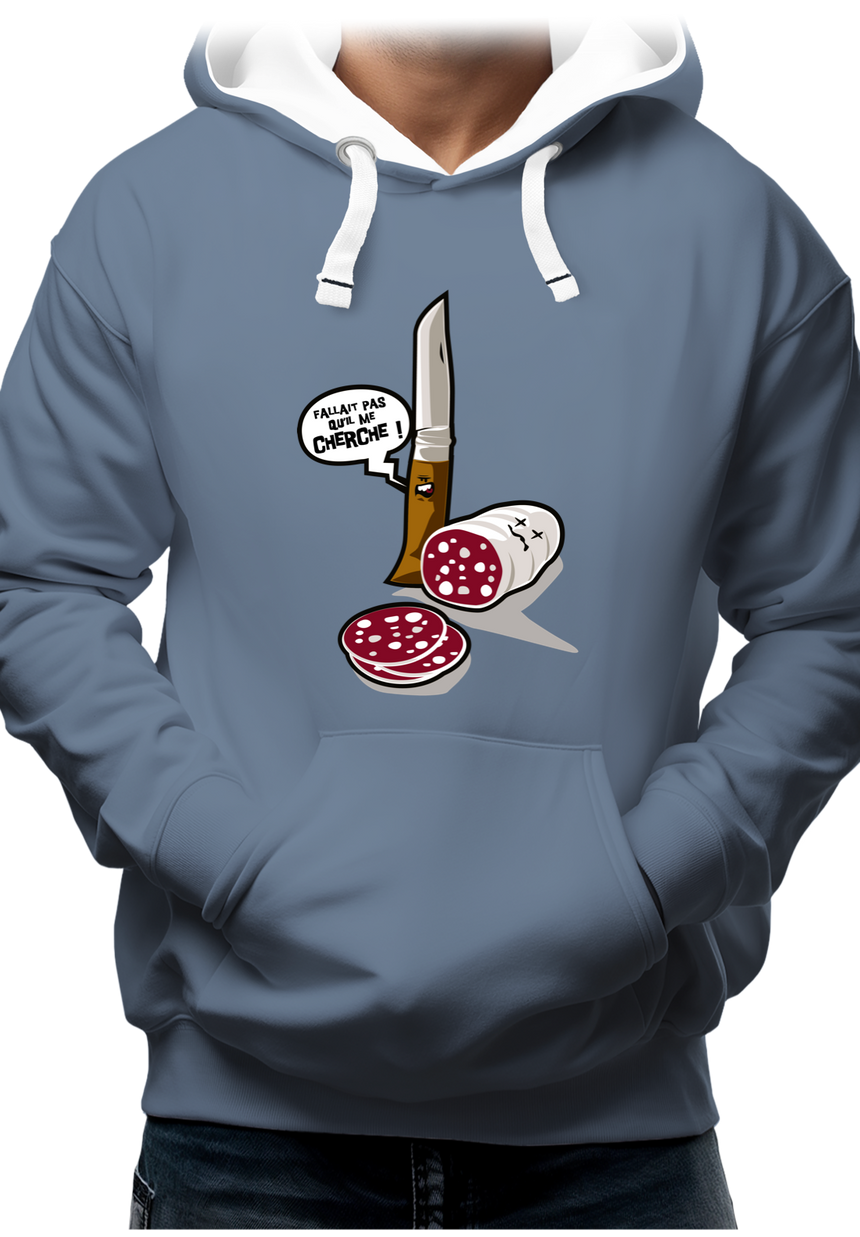 Sweat Adulte Fallait pas saucisson VS couteau de Savoie