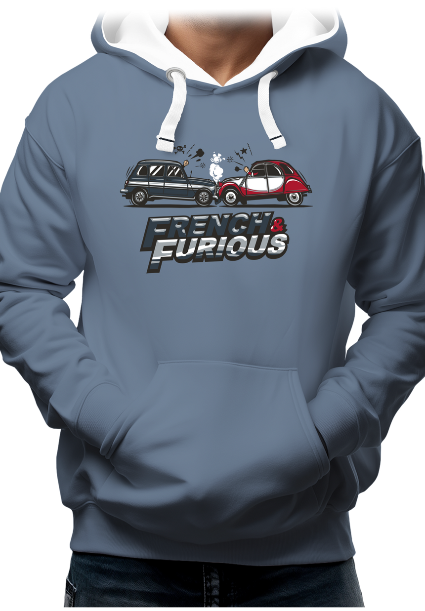 Sweat Adulte French & Furious voiture 4L contre 2CV