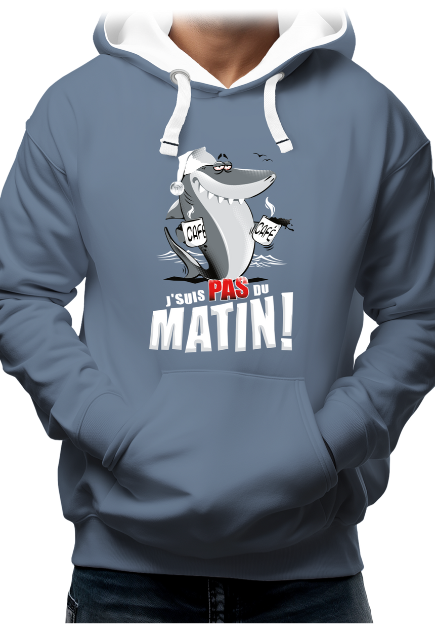 Sweat Adulte Requin je suis pas du matin