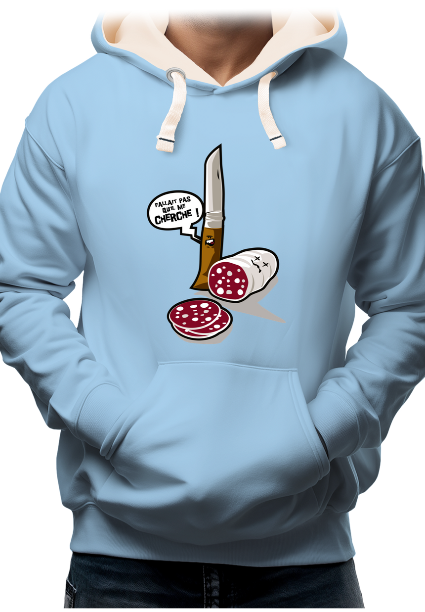 Sweat Adulte Fallait pas saucisson VS couteau de Savoie