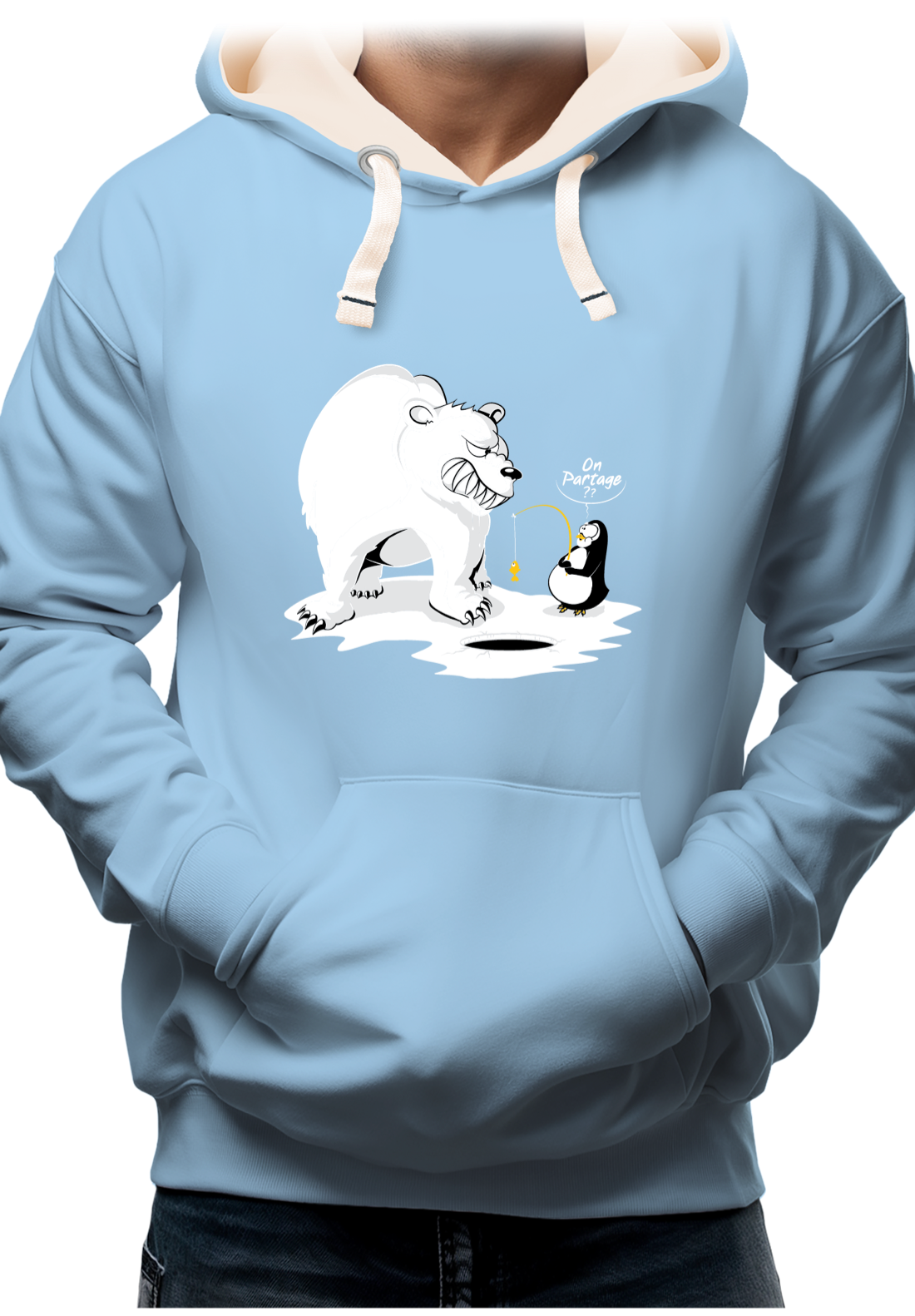 Sweat Adulte Ours et pingouin sur la banquise