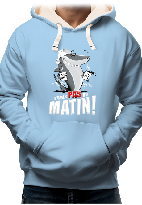 Sweat Adulte Requin je suis pas du matin