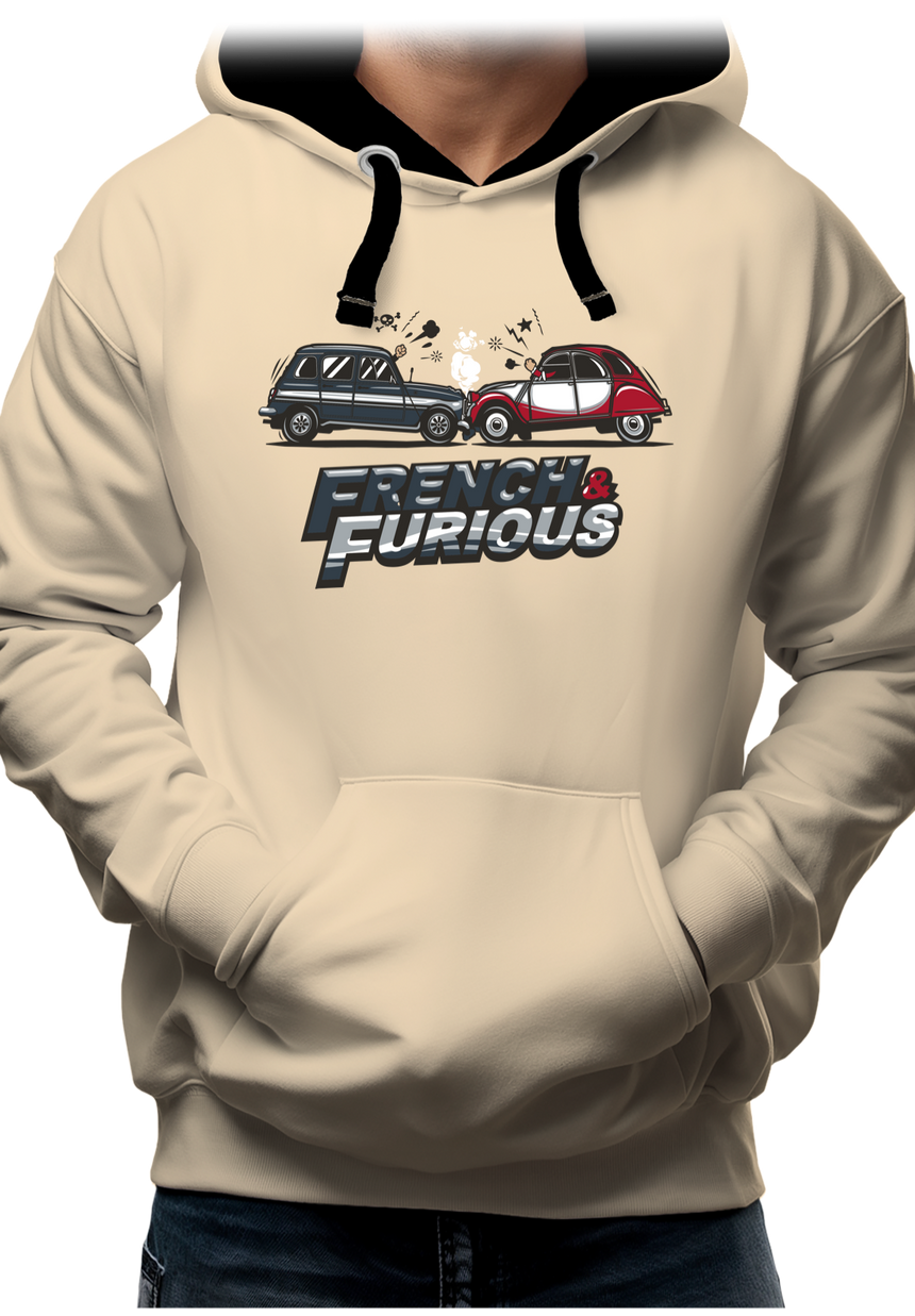 Sweat Adulte French & Furious voiture 4L contre 2CV