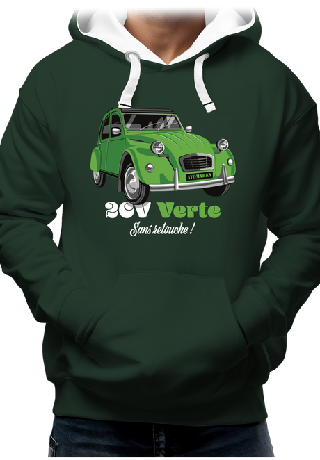 Sweat Adulte 2CV verte sans retouche