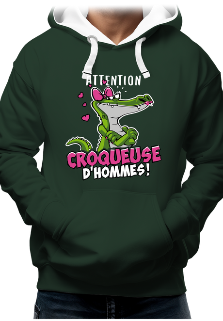 Sweat Adulte Crocodile attention croqueuse d'hommes
