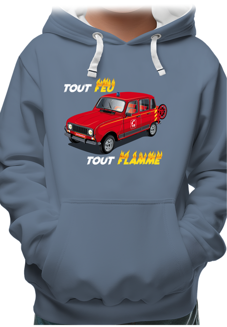 Sweat Enfant Voiture 4L pompier tout feu tout flamme