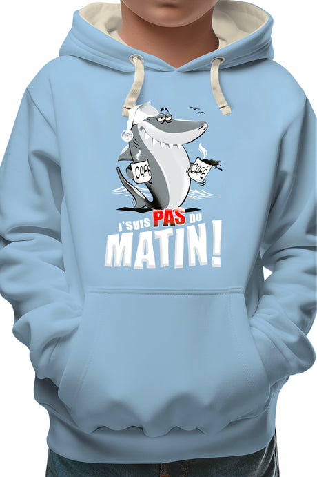 Sweat Enfant Requin je suis pas du matin