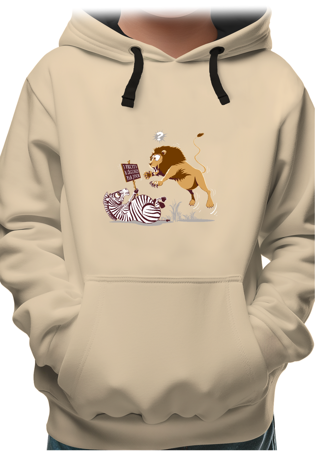 Sweat Enfant Zèbre vs Lion : 5 fruits légumes par jour