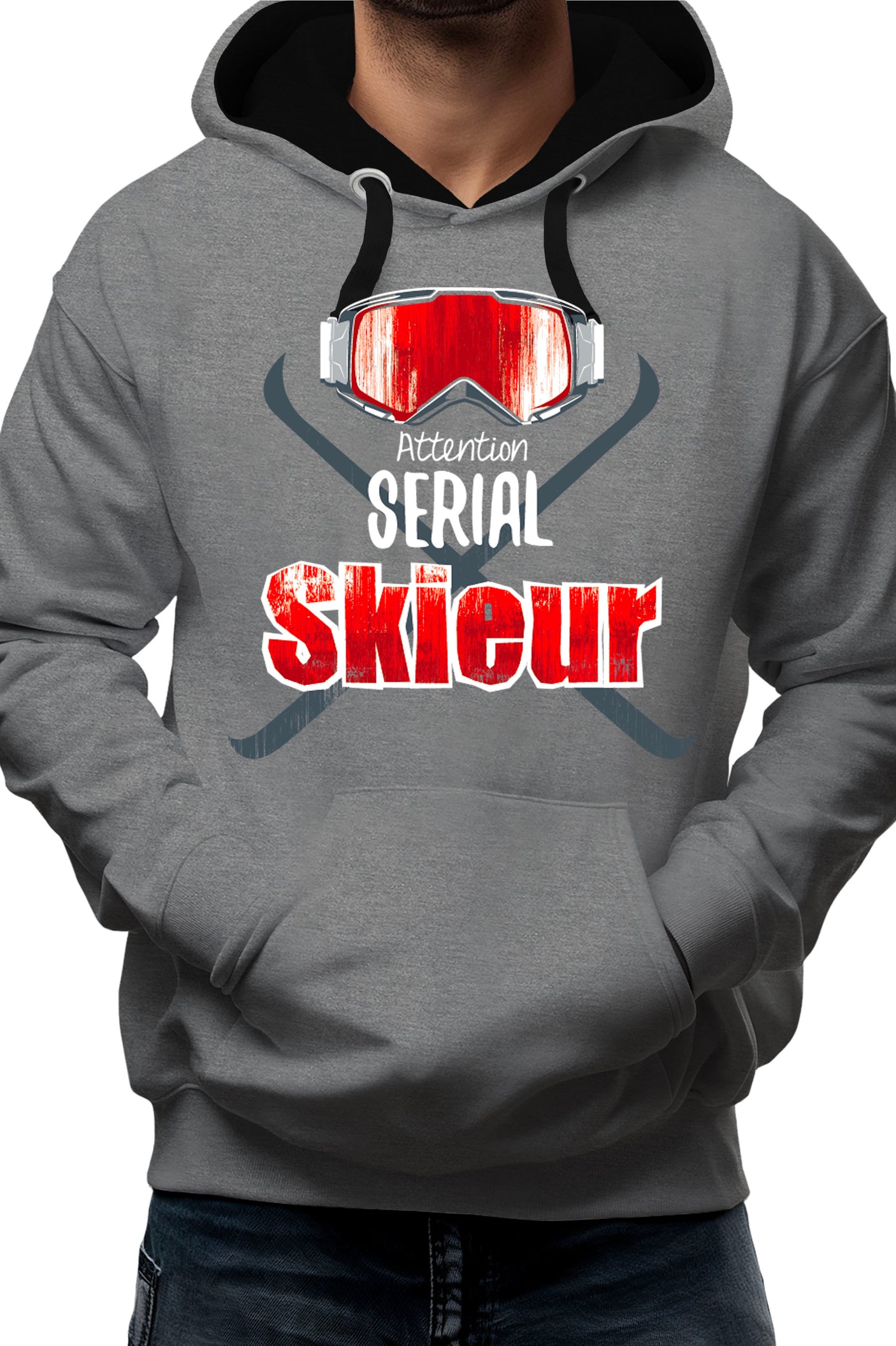 Sweat Adulte Attention serial skieur