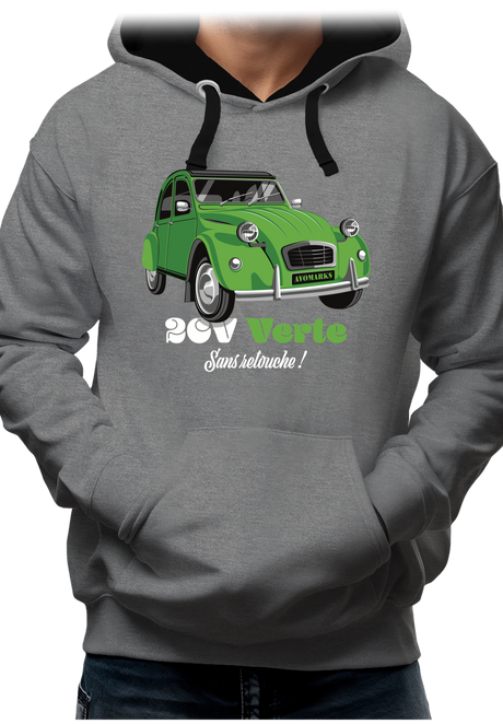 Sweat Adulte 2CV verte sans retouche
