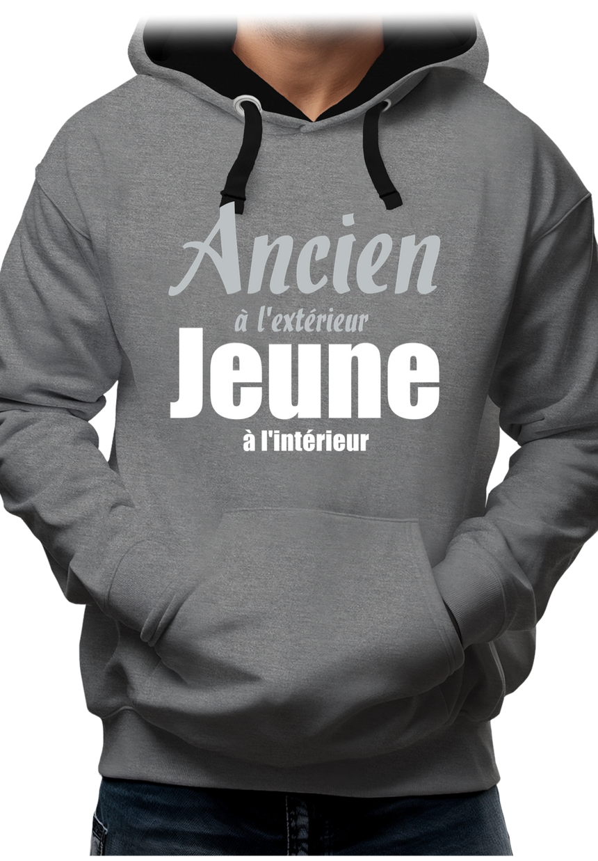 Sweat Adulte Ancien à l'extérieur et Jeune à l'intérieur