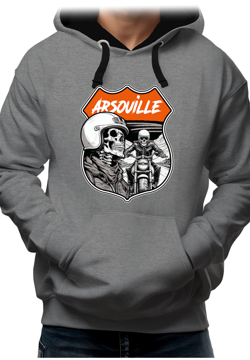 Sweat Adulte Arsouille tête de mort motard