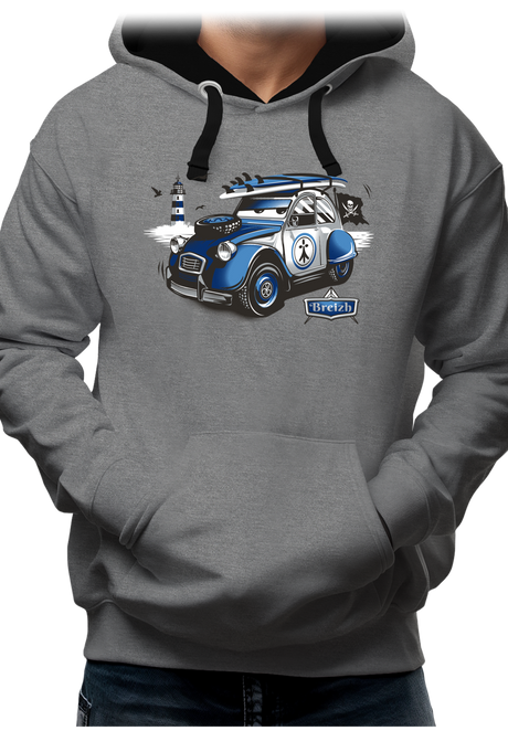 Sweat Adulte 2 cv sur la route de la Bretagne