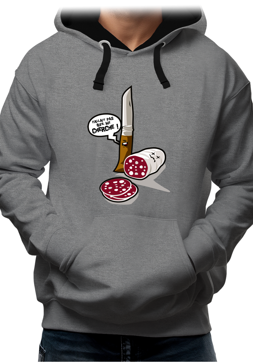 Sweat Adulte Fallait pas saucisson VS couteau de Savoie