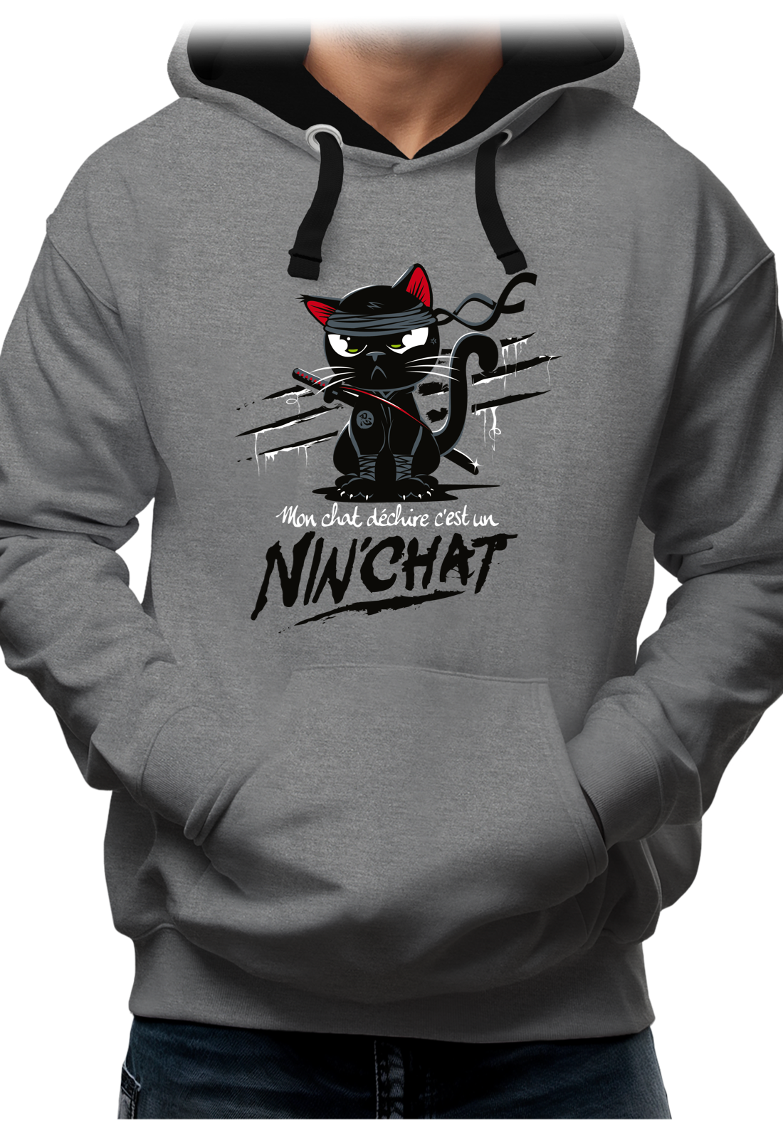 Sweat Adulte Mon chat déchire tout c'est un ninja