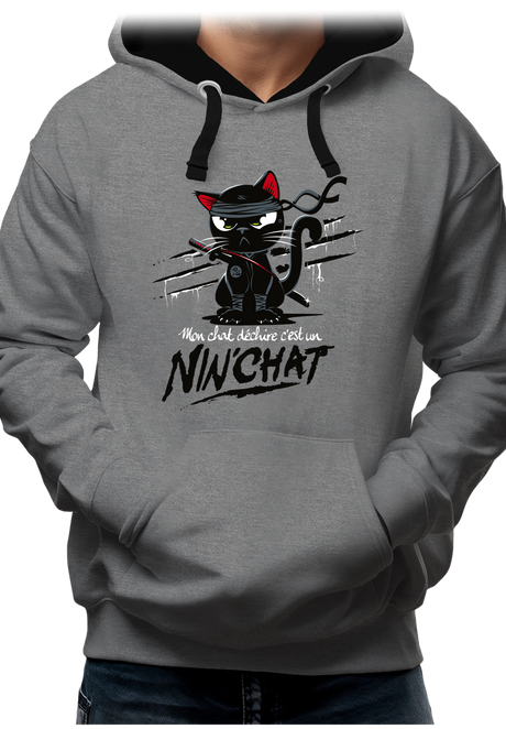Sweat Adulte Mon chat déchire tout c'est un ninja