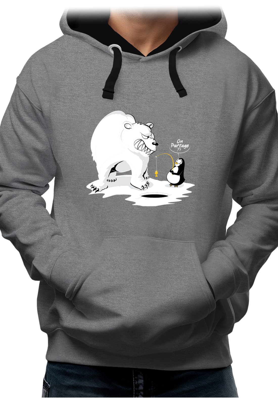 Sweat Adulte Ours et pingouin sur la banquise