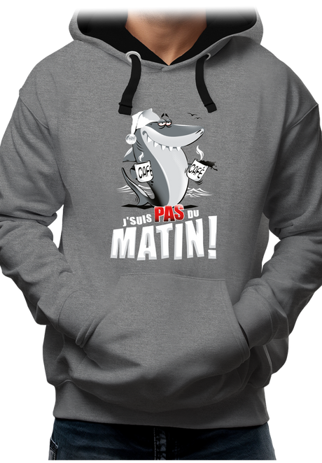 Sweat Adulte Requin je suis pas du matin