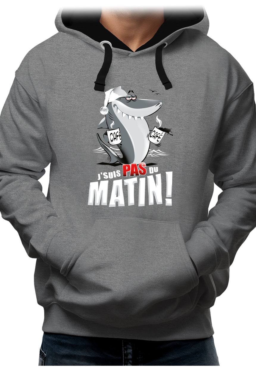 Sweat Adulte Requin je suis pas du matin