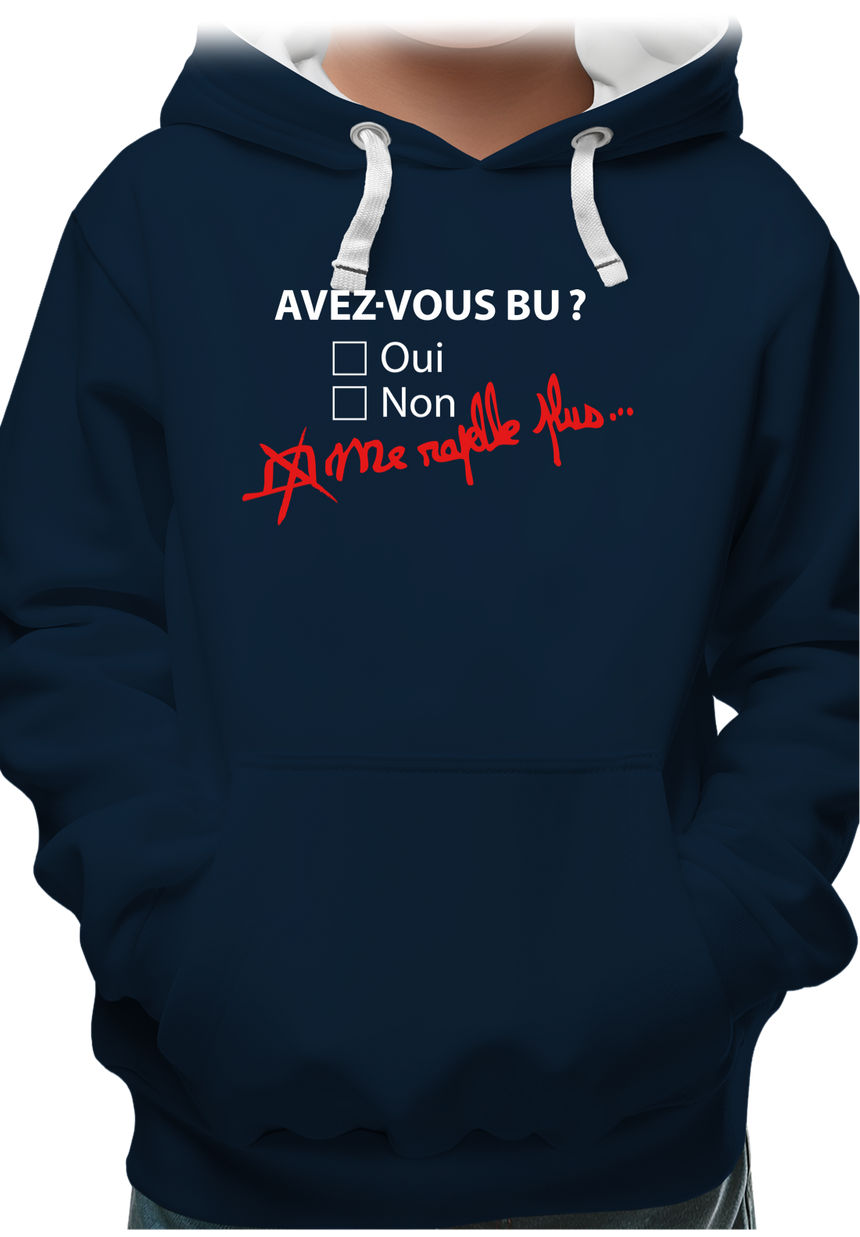 Sweat Adulte Avez vous bu de l'alcool ? Me rapelle plus