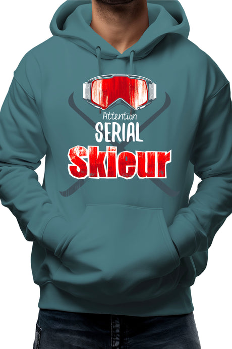 Sweat Adulte Attention serial skieur