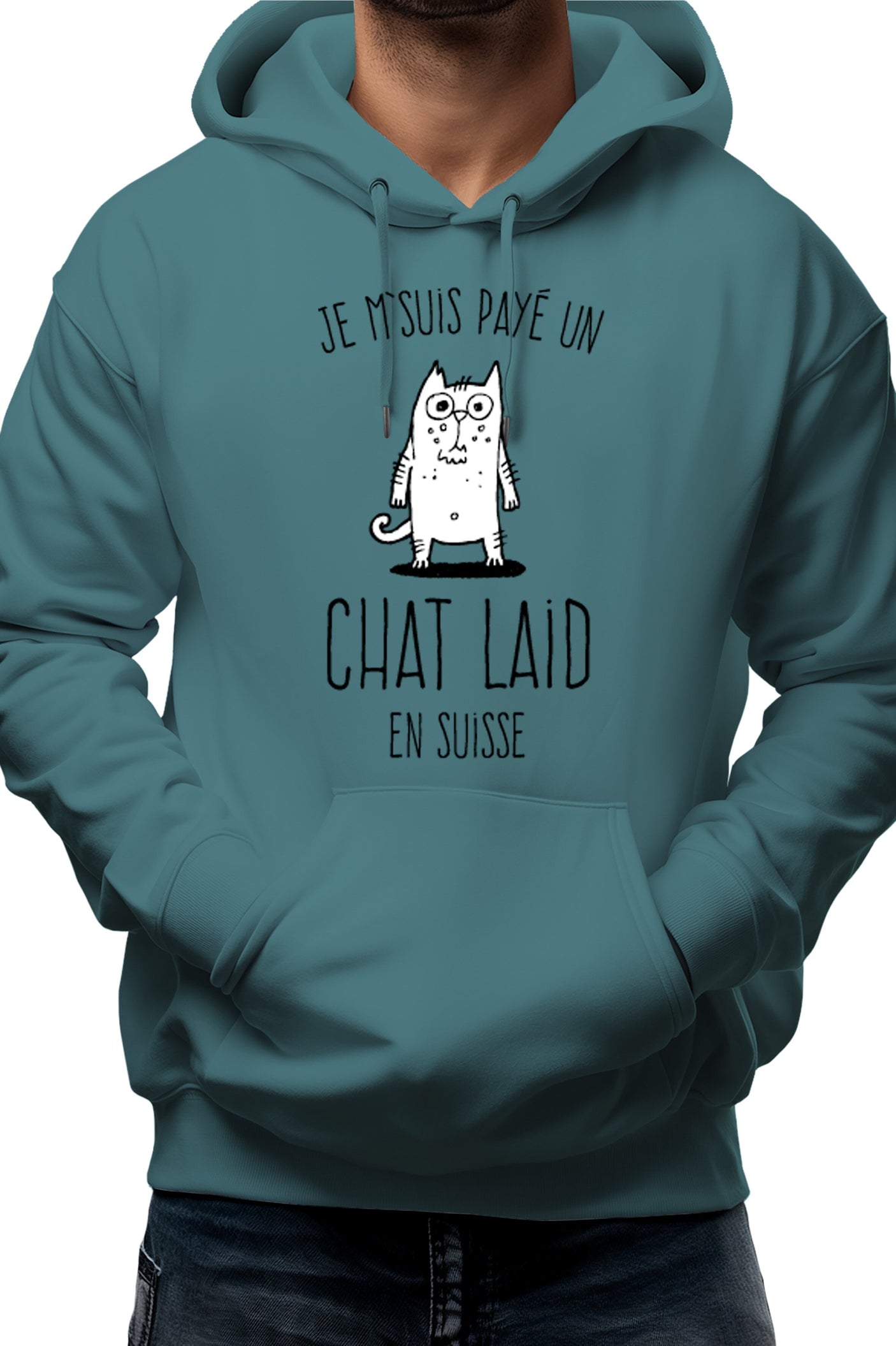 Sweat Adulte Jeux de mot : Un chat laid en suisse