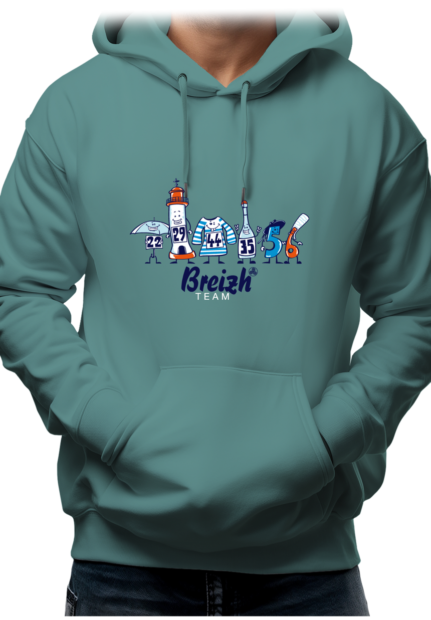 Sweat Adulte Breizh team, les départements de Bretagne
