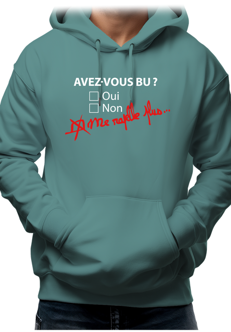 Sweat Adulte Avez vous bu? Me rapelle plus
