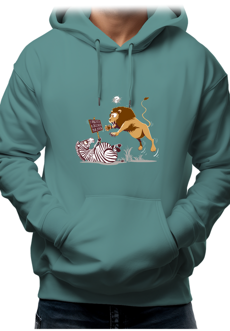 Sweat Adulte Zèbre vs Lion : 5 fruits légumes par jour