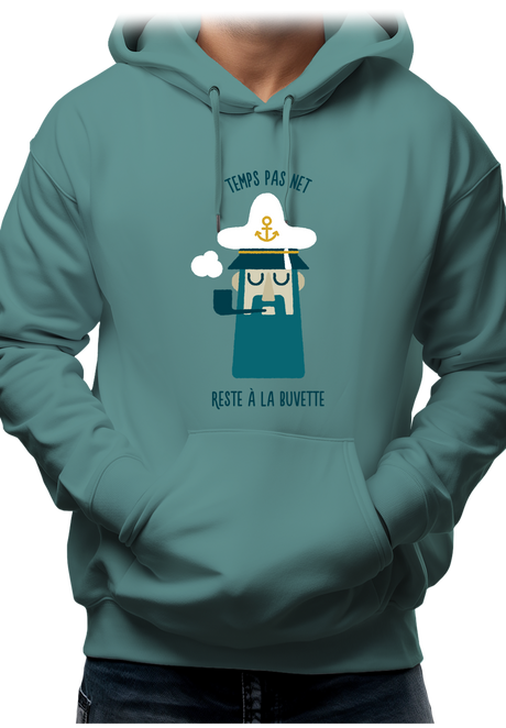 Sweat Adulte Temps pas net, capitaine reste à la buvette