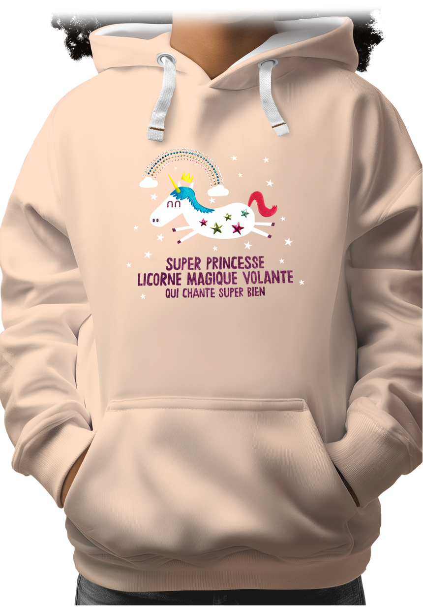 Sweat Enfant Licorne magique en strass et paillette