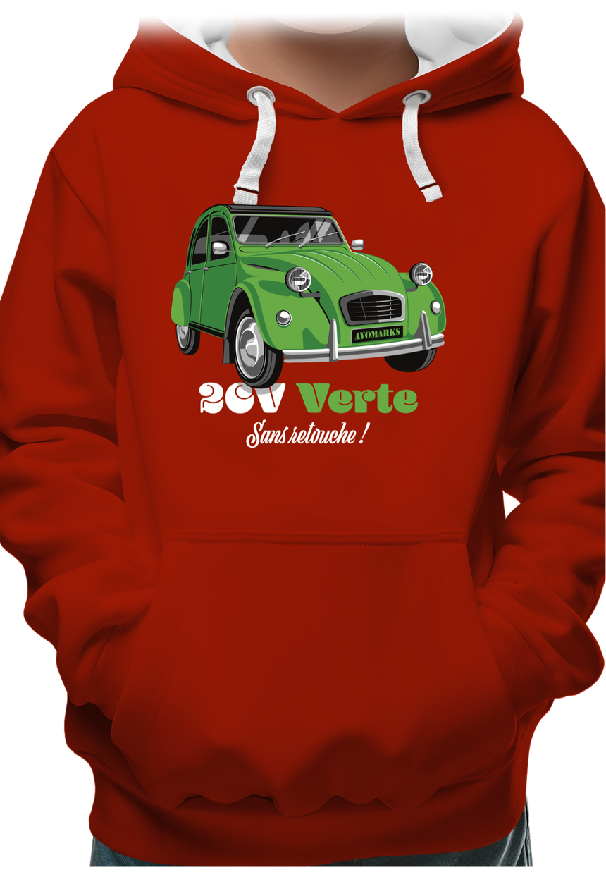 Sweat Enfant Voiture 2CV verte sans retouche
