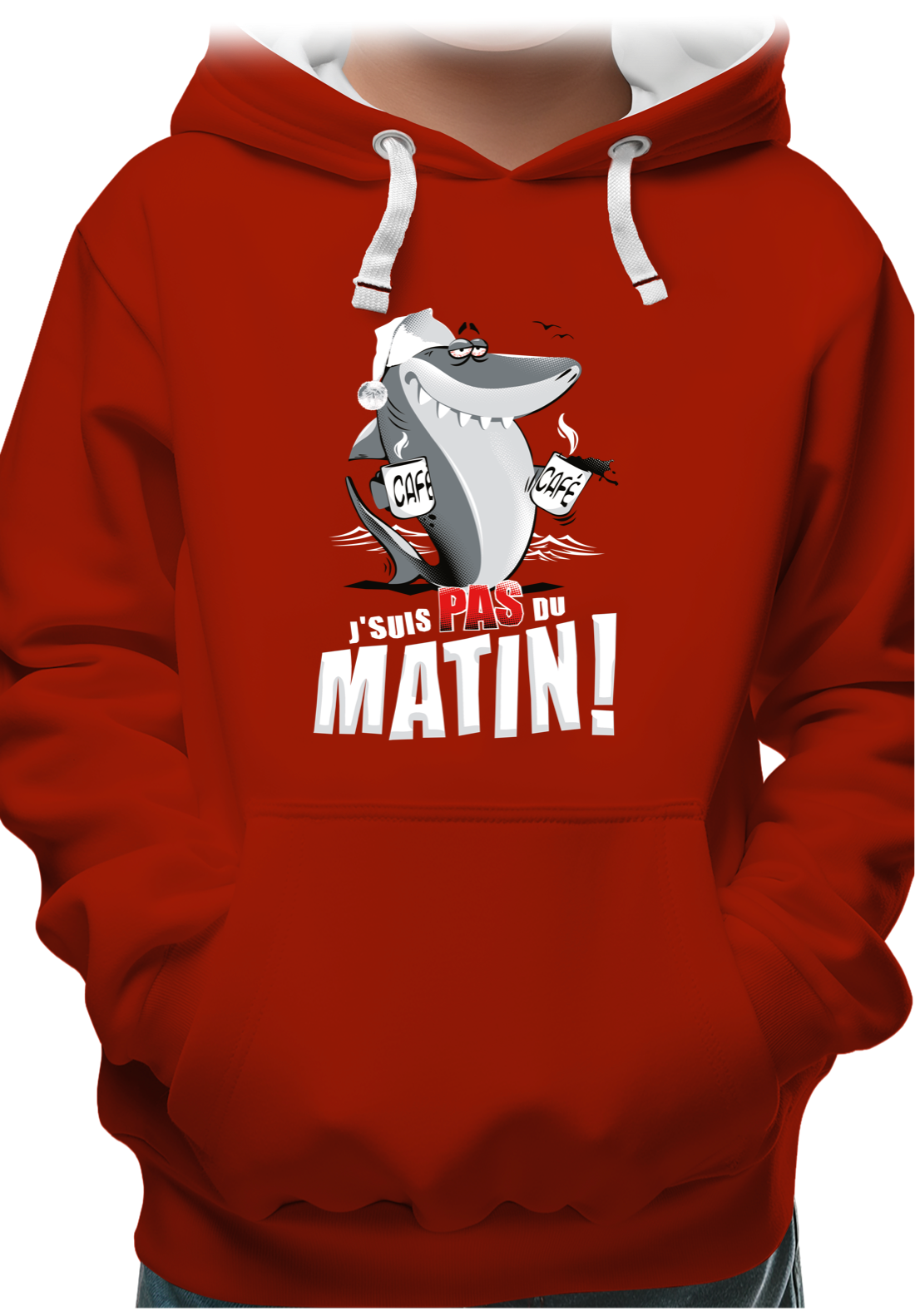 Sweat Enfant Requin je suis pas du matin