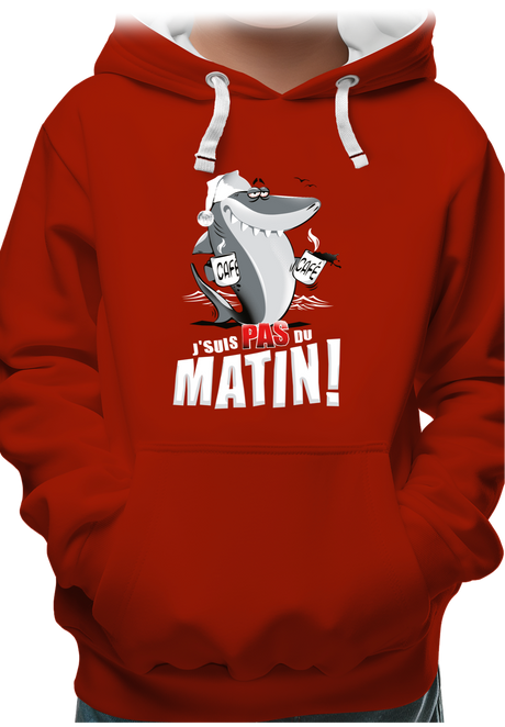 Sweat Enfant Requin je suis pas du matin