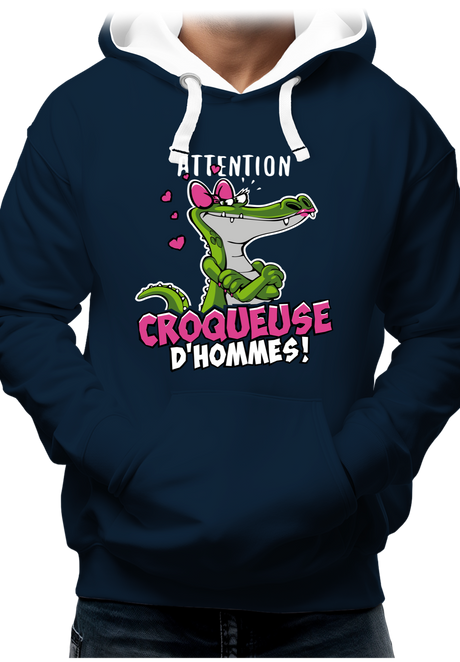 Sweat Adulte Crocodile attention croqueuse d'hommes