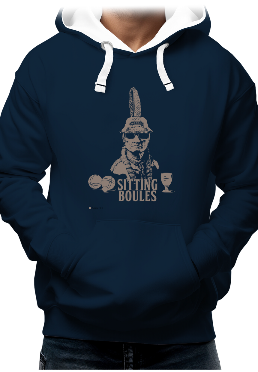 Sweat Adulte Sitting boules fait l'apéro après la pétanque