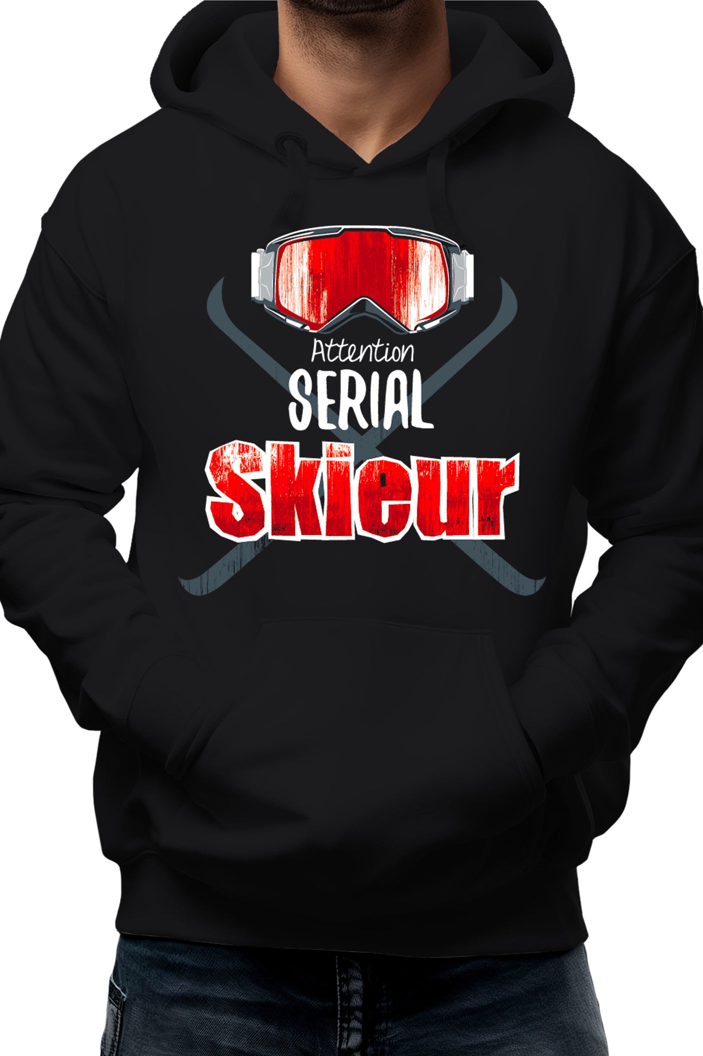 Sweat Adulte Attention serial skieur