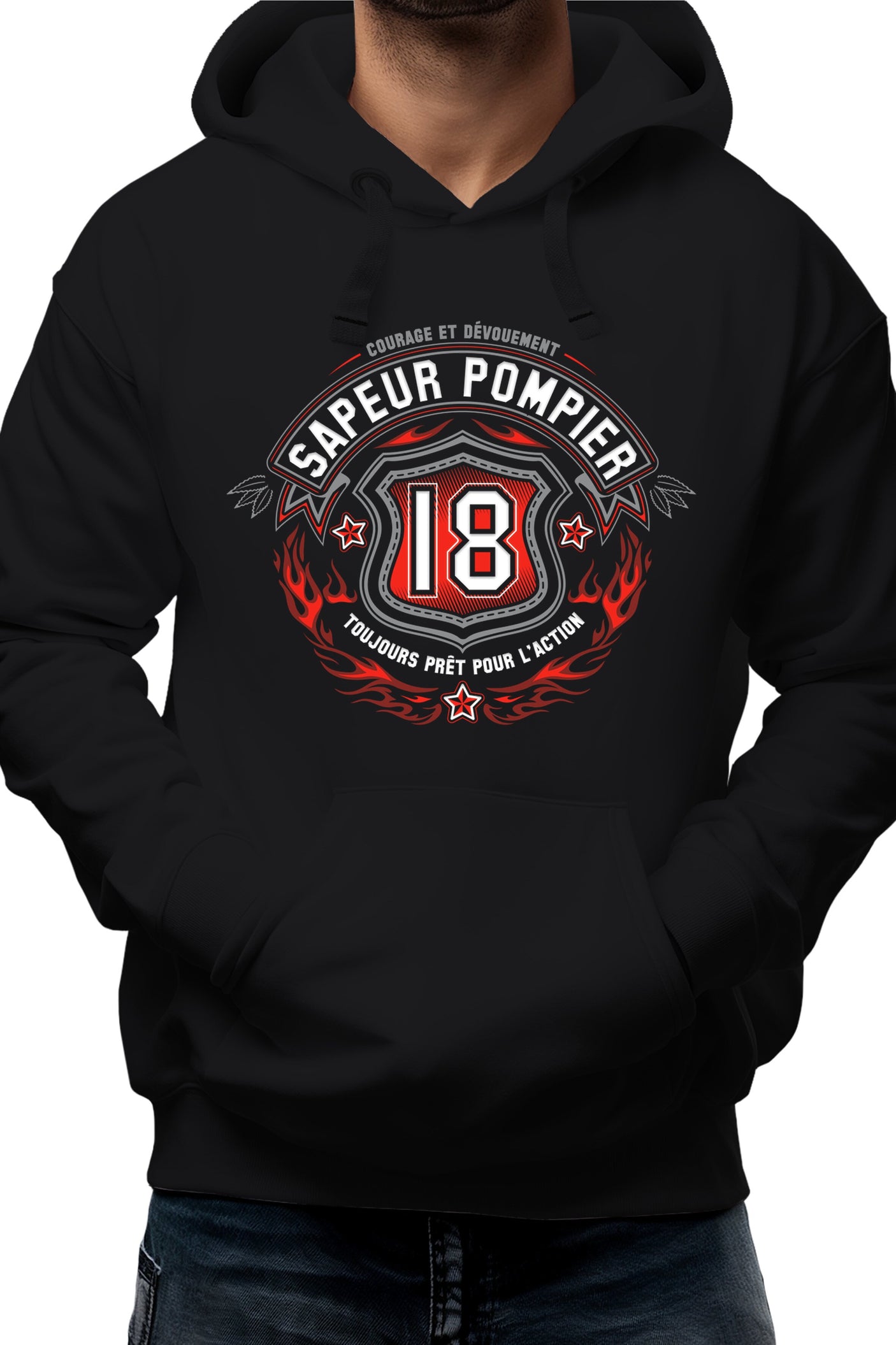 Sweat Adulte Les sapeur pompier, le 18