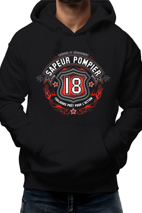 Sweat Adulte Les sapeur pompier, le 18