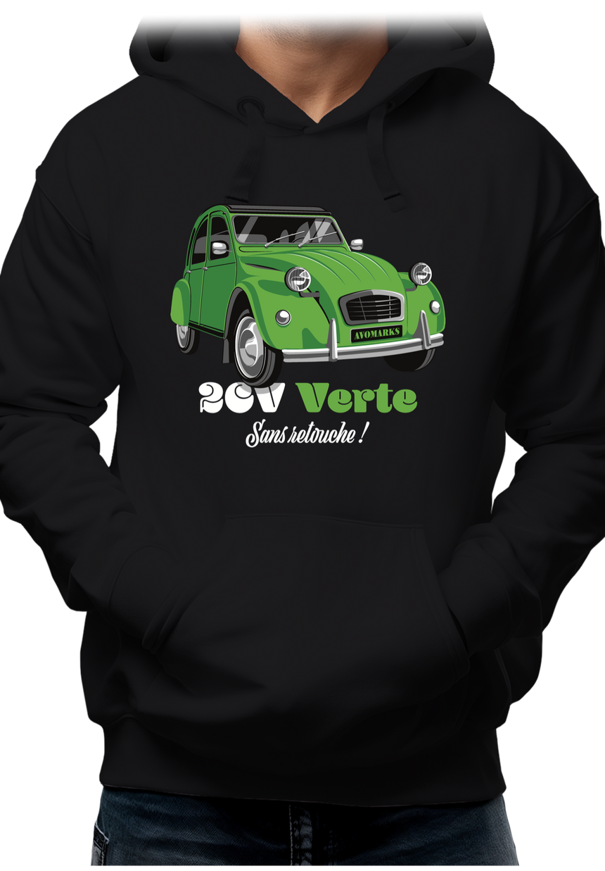Sweat Adulte 2CV verte sans retouche