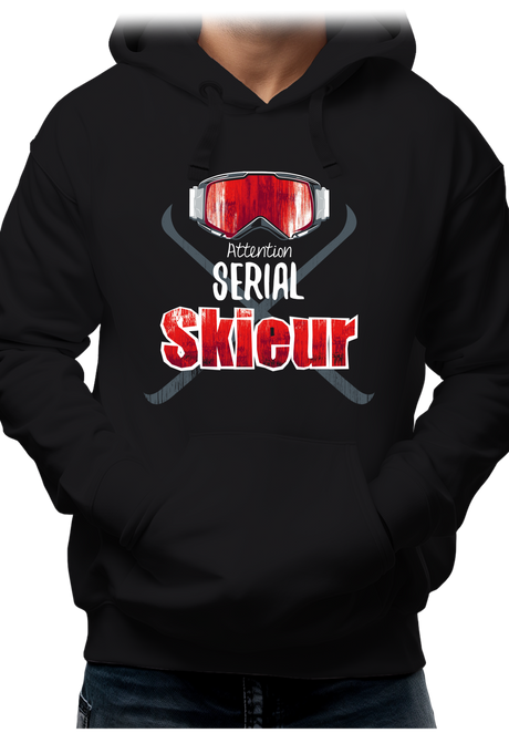 Sweat Adulte Attention serial skieur