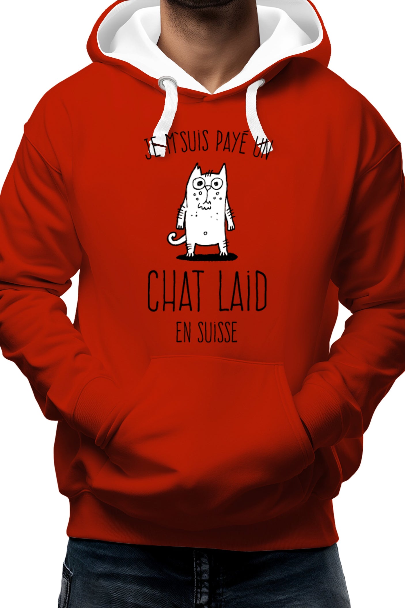 Sweat Adulte Jeux de mot : Un chat laid en suisse