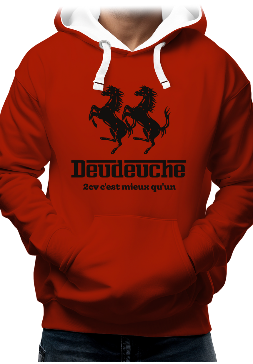 Sweat Adulte Deux 2CV mieux qu'un cheval cabré
