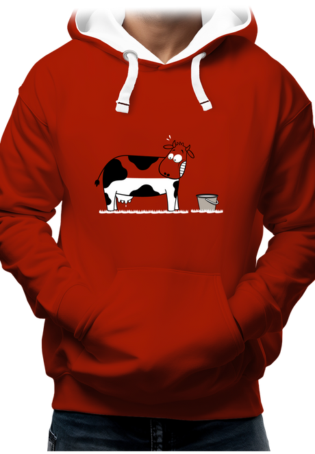 Sweat Adulte Vache à moitié pleine de lait