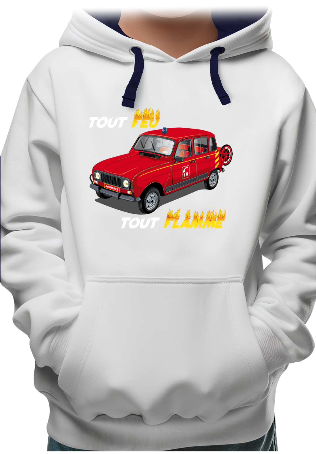 Sweat Enfant 4L pompier tout feu tout flamme
